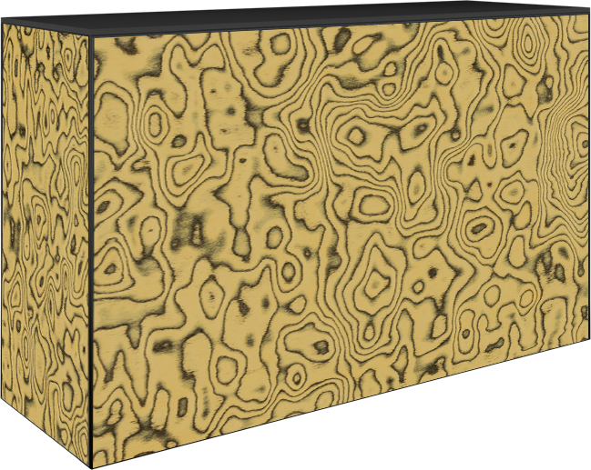 Art Series Service Bar Counter - Wood Grain Mustard Yellow - Black Top - 60 x 180 x 110cm H